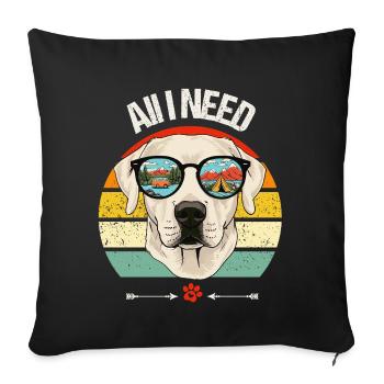 Camping Camper Labrador Dog Campsite Caravan - Sofa pillowcase 17,3'' x 17,3'' (45 x 45 cm) - black - Front