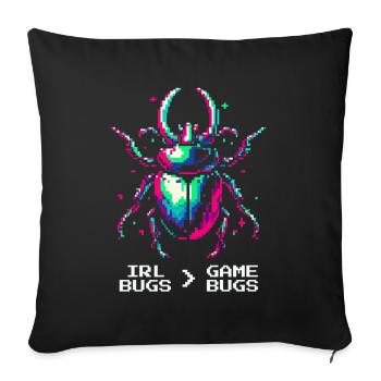 Insectes Nature Amour Rétro Pixel Art Jeux - Housse de coussin décorative 45 x 45 cm - noir - Devant
