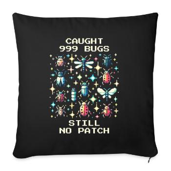 Bug Humour Rétro Pixel Art Gaming Nerd Insectes - Housse de coussin décorative 45 x 45 cm - noir - Devant
