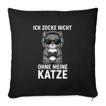 Je ne joue pas sans mon chat - Housse de coussin décorative 45 x 45 cm - noir - Devant