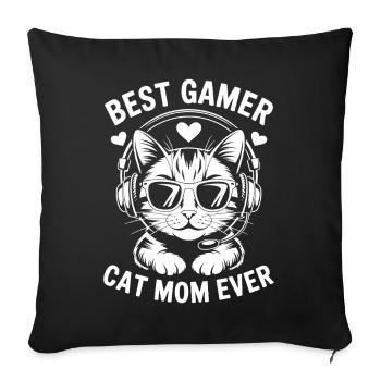 Gamer Saying Mom Cats Funny Gaming Gift - Sofa pillowcase 17,3'' x 17,3'' (45 x 45 cm) - black - Front
