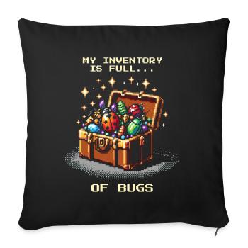 Bug Collector Inventory Insects Pixel Retro - Sofa pillowcase 17,3'' x 17,3'' (45 x 45 cm) - black - Front