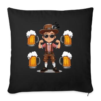 Garçon à Lederhosen Bière JGA Majorque Bavière Alcool - Housse de coussin décorative 45 x 45 cm - noir - Devant