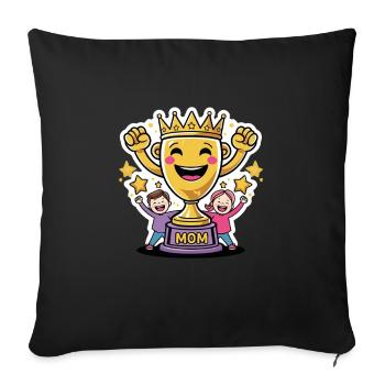 Trophée de la meilleure maman – Doux motif de la fête des mères - Housse de coussin décorative 45 x 45 cm - noir - Devant