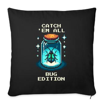 Insectes Collectionner Chasse Rétro Pixel Art Jeux - Housse de coussin décorative 45 x 45 cm - noir - Devant