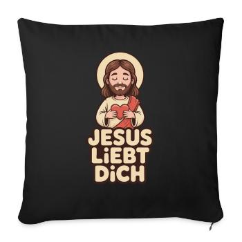Jesus liebt dich - Sofakissenbezug 45 x 45 cm - Schwarz - Vorne