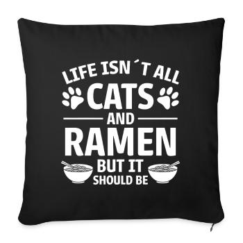 Ramen Cat Anime Funny Kawaii Ramen Gift - Sofa pillowcase 17,3'' x 17,3'' (45 x 45 cm) - black - Front