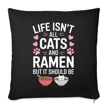 Ramen Cat Anime Funny Kawaii Ramen Gift - Sofa pillowcase 17,3'' x 17,3'' (45 x 45 cm) - black - Front