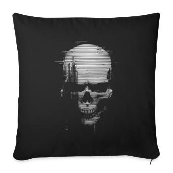 Glitch Skull Design – Cyberpunk Skull Art - Sofa pillowcase 17,3'' x 17,3'' (45 x 45 cm) - black - Front