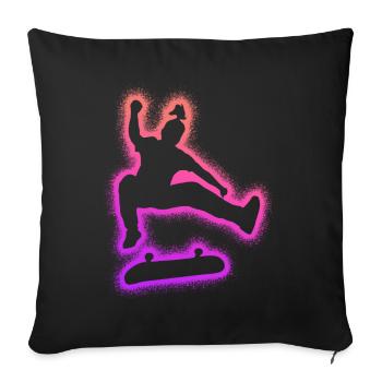 patinage skateur skateur fille planche à roulettes - Housse de coussin décorative 45 x 45 cm - noir - Devant