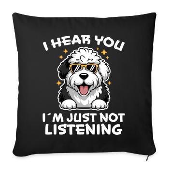 Old English Sheepdog Saying Joke Sheepdog Gift - Sofa pillowcase 17,3'' x 17,3'' (45 x 45 cm) - black - Front