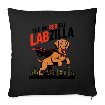 Labzilla – Labrador roux en mode monstre - Housse de coussin décorative 45 x 45 cm - noir - Devant