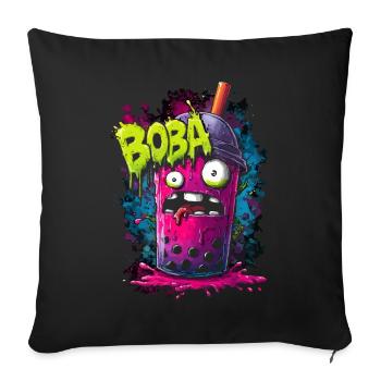 Boba Tea Monster im bunten Graffiti Street Style - Sofakissenbezug 45 x 45 cm - Schwarz - Vorne