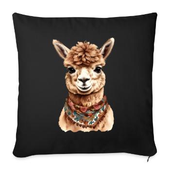 Conception d’animaux d’alpaga - Illustration graphique amusante - Housse de coussin décorative 45 x 45 cm - noir - Devant