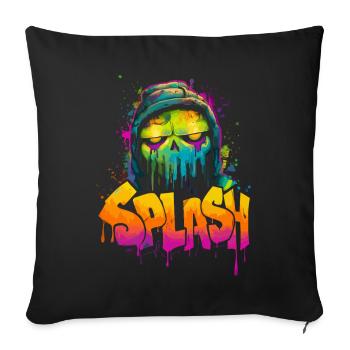 Splash Skull Neon Graffiti Street Art Pull Sweat à capuche Lo - Housse de coussin décorative 45 x 45 cm - noir - Devant
