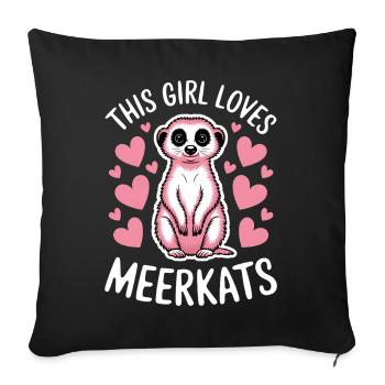 Suricate disant drôle Cadeau de suricate - Housse de coussin décorative 45 x 45 cm - noir - Devant
