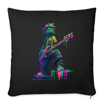 Comic Bassist Street Art Colorful Music Design - Sofa pillowcase 17,3'' x 17,3'' (45 x 45 cm) - black - Front