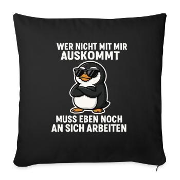 Dicton de pingouin cool - Housse de coussin décorative 45 x 45 cm - noir - Devant