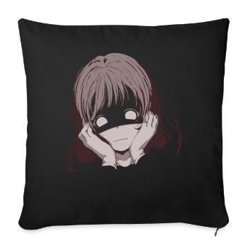 Dark Anime Yandere – Creepy Cute Girl Design - Sofa pillowcase 17,3'' x 17,3'' (45 x 45 cm) - black - Front