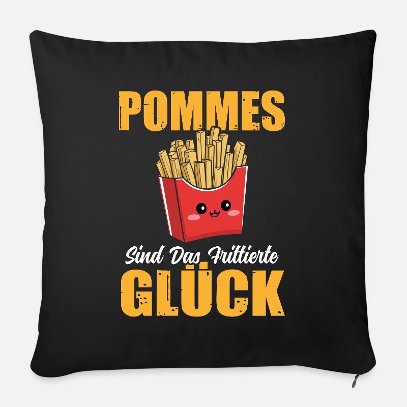 Pommes Sind das Frittierte Glück Pommesdude Brater - Sofakissenbezug 45 x 45 cm - Schwarz