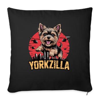 Yorkzilla – Petit, mignon, destructeur - Housse de coussin décorative 45 x 45 cm - noir - Devant