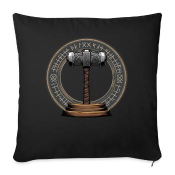 Wikinger Hammer Krieger Walhalla Runenkreis Thor - Sofakissenbezug 45 x 45 cm - Schwarz - Vorne