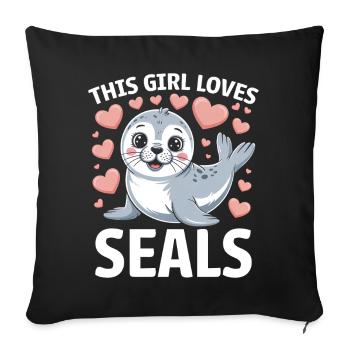 Seal Saying Seal Funny Harp Seal Gift - Sofa pillowcase 17,3'' x 17,3'' (45 x 45 cm) - black - Front