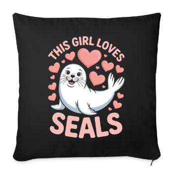 Seal Saying Seal Funny Harp Seal Gift - Sofa pillowcase 17,3'' x 17,3'' (45 x 45 cm) - black - Front