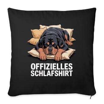 Offizielles Schlafshirt Rotweiler - Sofakissenbezug 45 x 45 cm - Schwarz - Vorne