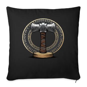 Viking Marteau Guerrier Valhalla Cercle Runique Thor - Housse de coussin décorative 45 x 45 cm - noir - Devant