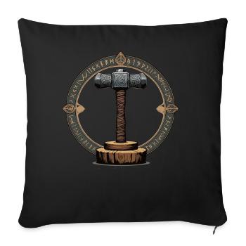 Viking Hammer Warrior Valhalla Runic Circle Thor - Sofa pillowcase 17,3'' x 17,3'' (45 x 45 cm) - black - Front