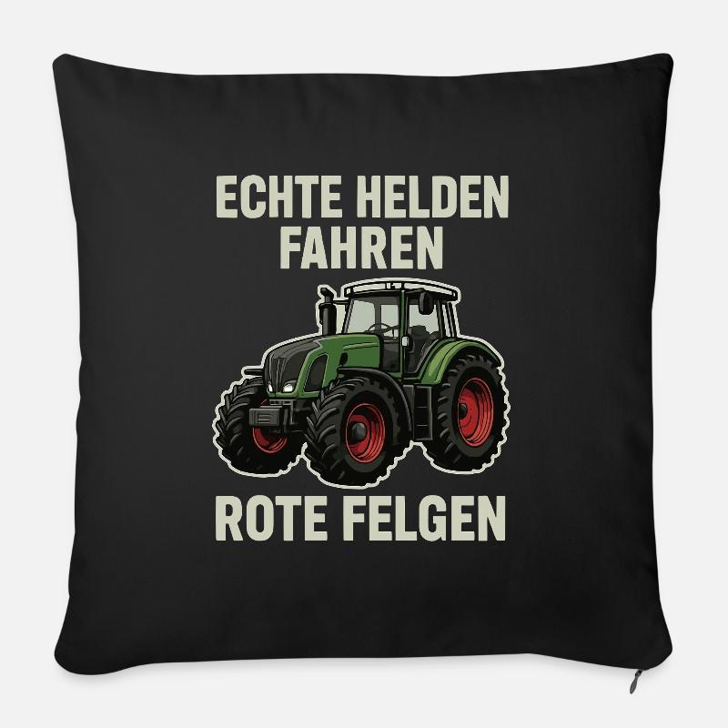 Echte Helden fahren Traktor - Sofakissenbezug 45 x 45 cm - Schwarz
