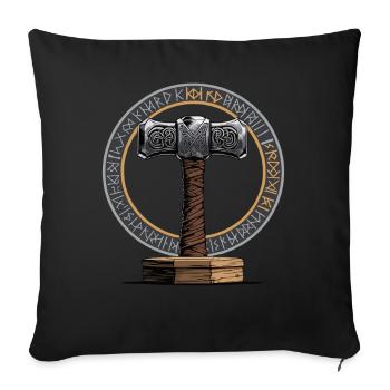 Viking Marteau Guerrier Valhalla Cercle Runique Thor - Housse de coussin décorative 45 x 45 cm - noir - Devant