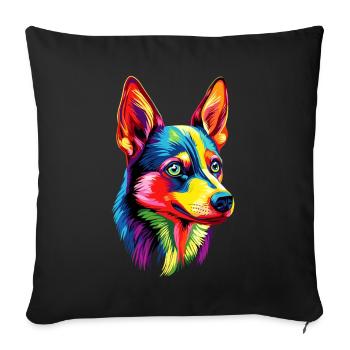 Russian Toy Terrier Dog Russkiy Russian Toy - Sofa pillowcase 17,3'' x 17,3'' (45 x 45 cm) - black - Front