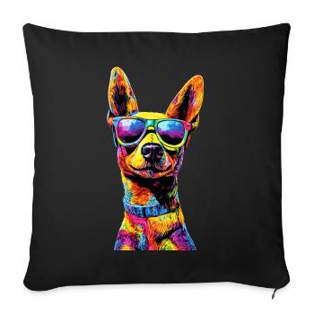 Russian Toy Terrier Dog Russkiy Russian Toy - Sofa pillowcase 17,3'' x 17,3'' (45 x 45 cm) - black - Front