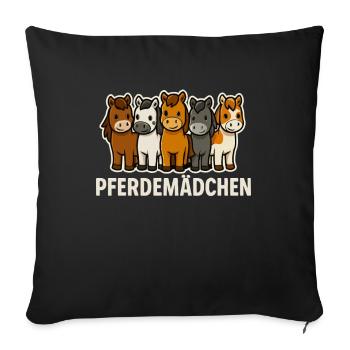 Fille de cheval Amoureux des chevaux - Housse de coussin décorative 45 x 45 cm - noir - Devant