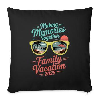 Vacances en famille 2025 - Housse de coussin décorative 45 x 45 cm - noir - Devant