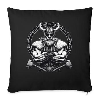 Norse Mythology Viking Warrior Valhalla - Sofa pillowcase 17,3'' x 17,3'' (45 x 45 cm) - black - Front
