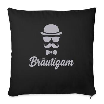 Marié Enterrement de vie de garçon Chapeau Moustache - Housse de coussin décorative 45 x 45 cm - noir - Devant