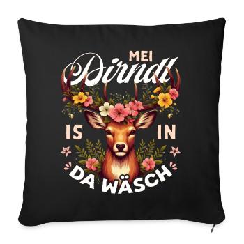 Trachten T-Shirt Dirndl Damen Trachtenshirt Tracht - Sofakissenbezug 45 x 45 cm - Schwarz - Vorne