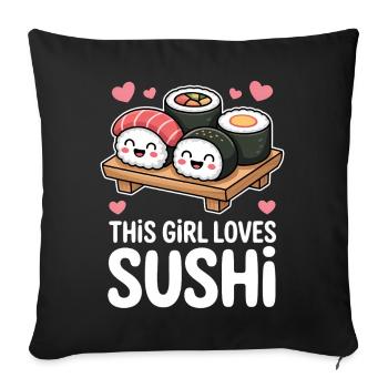 Sushi Japan Girl Funny Kawaii Sushi Gift - Sofa pillowcase 17,3'' x 17,3'' (45 x 45 cm) - black - Front