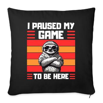 Gamer Sloth Saying Gaming Humor - Sofa pillowcase 17,3'' x 17,3'' (45 x 45 cm) - black - Front