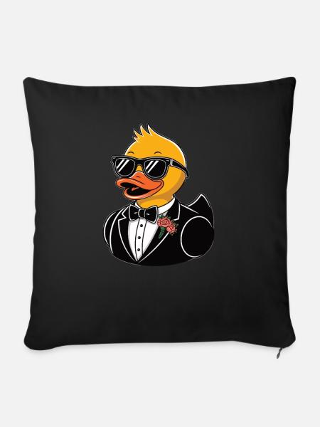 Gummiente Braeutigam - Sofakissenbezug 45 x 45 cm - Schwarz
