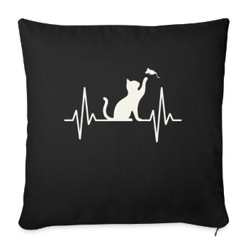 Chat Battement de cœur Silhouette - Housse de coussin décorative 45 x 45 cm - noir - Devant