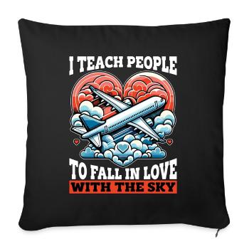 Instructeur de vol J’enseigne aux gens à l’école de pilotage - Housse de coussin décorative 45 x 45 cm - noir - Devant