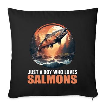 Saumon Saumon - Housse de coussin décorative 45 x 45 cm - noir - Devant