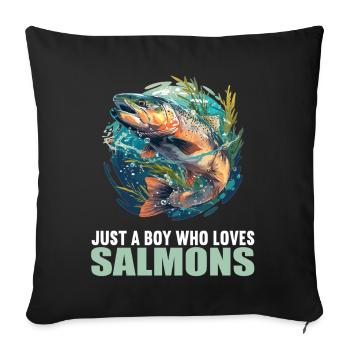 Saumon Saumon - Housse de coussin décorative 45 x 45 cm - noir - Devant