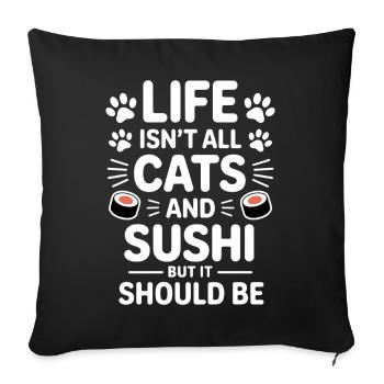 Sushi Cats Japan Funny Kawaii Sushi Gift - Sofa pillowcase 17,3'' x 17,3'' (45 x 45 cm) - black - Front
