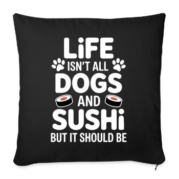 Sushi Dogs Japon Drôle Kawaii Sushi Cadeau - Housse de coussin décorative 45 x 45 cm - noir - Devant