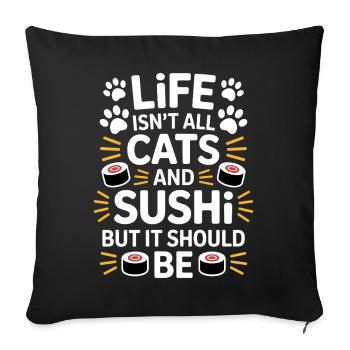 Sushi Cats Japan Funny Kawaii Sushi Gift - Sofa pillowcase 17,3'' x 17,3'' (45 x 45 cm) - black - Front